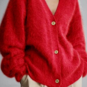V Neck Button Long Sleeve Cardigan