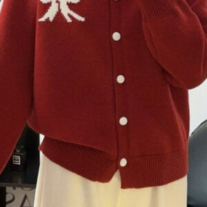 Soft Bow Jacquard Round Cardigan